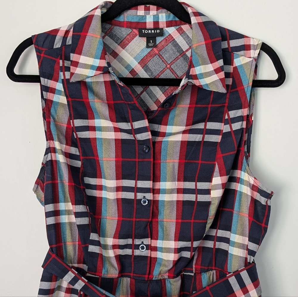 Torrid Multicolor Plaid Shirt Dress - Picture 2 of 2